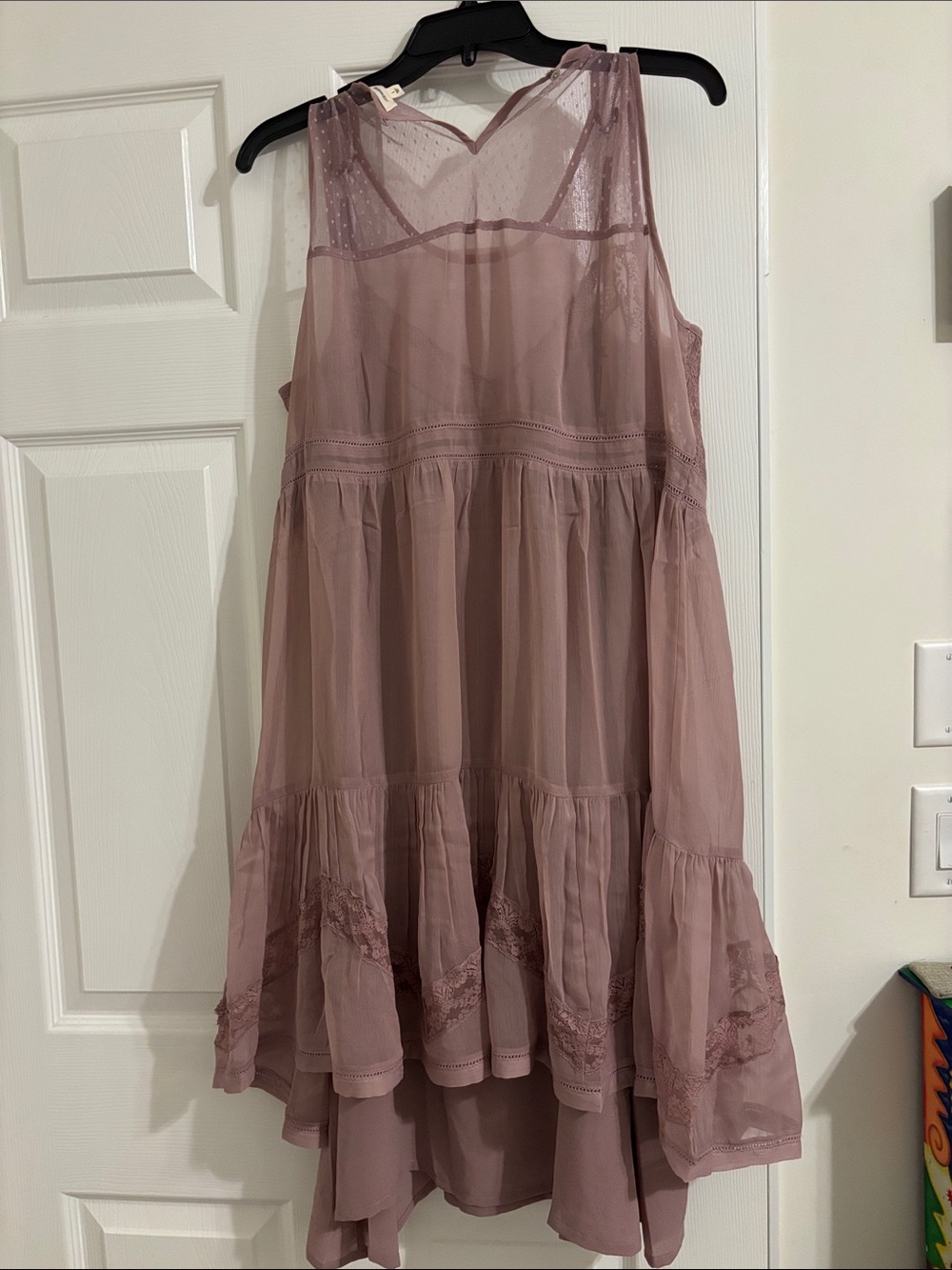 Lucky Brand Mauve Lace-Trim Midi Dress - Picture 4 of 7
